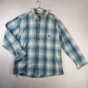 Men's Plaid Long Sleeve Button Up Shirt Western Cowboy Horse‎ Embroidery